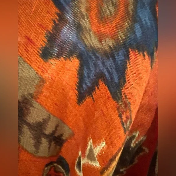 Ralph Lauren Womens Rust Southwest Popover Pleated Blouse L/s Ck Measurements - Picture 10 of 10